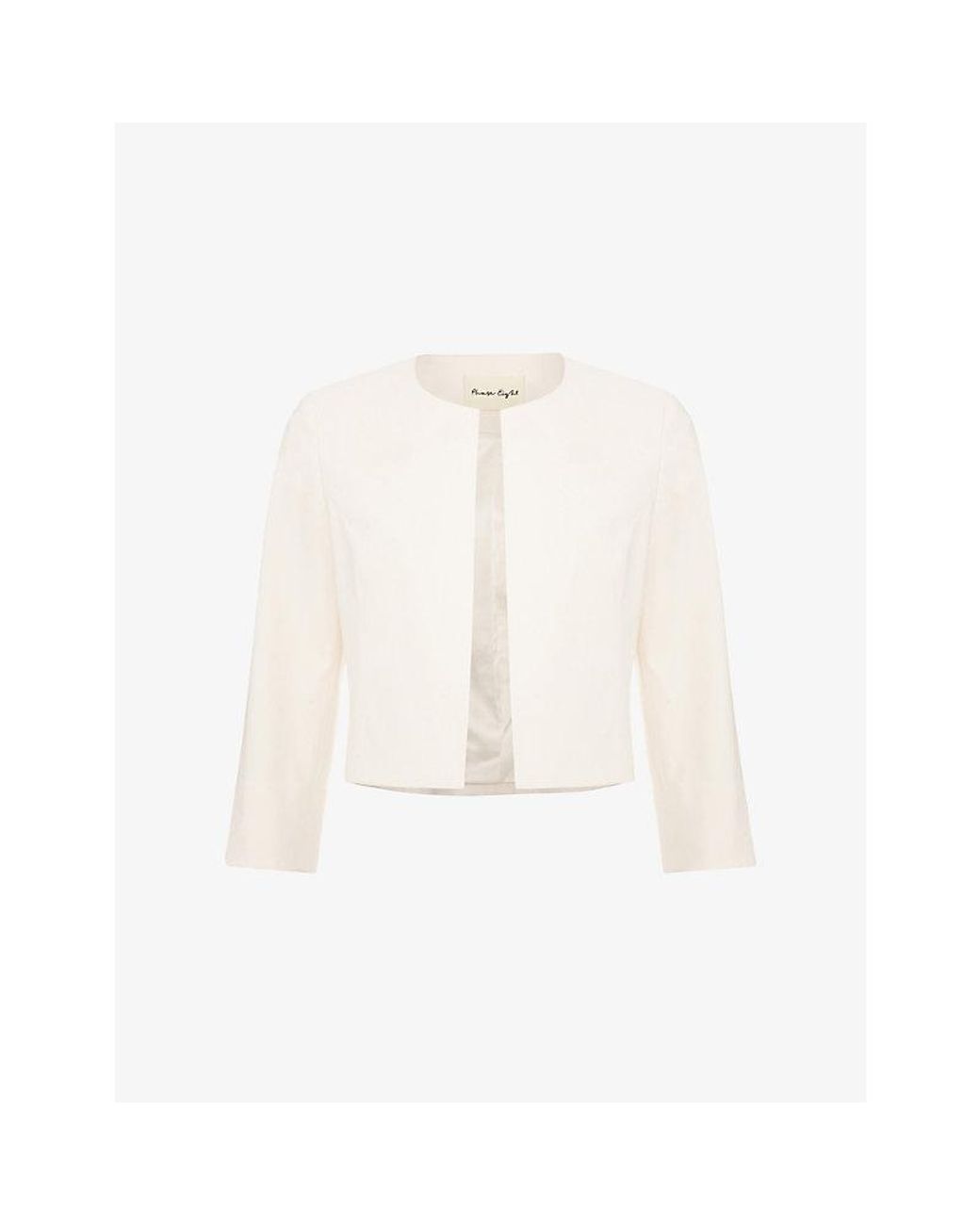 Phase Eight White Elizabeth Round-Neck Stretch-Woven Jacket