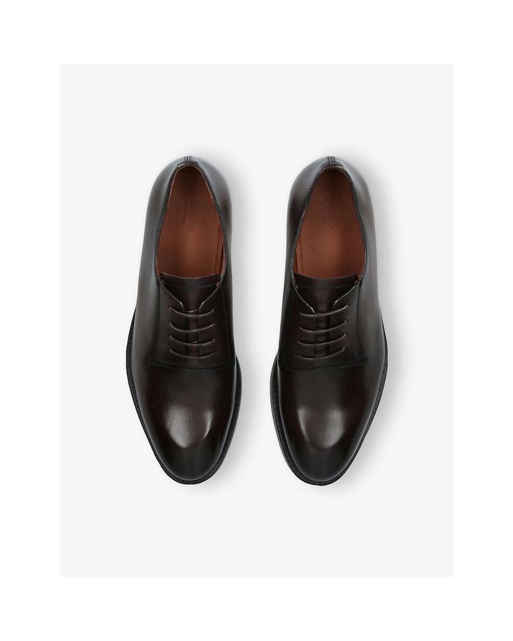 Zegna Black Torino Leather Derby Shoes for men