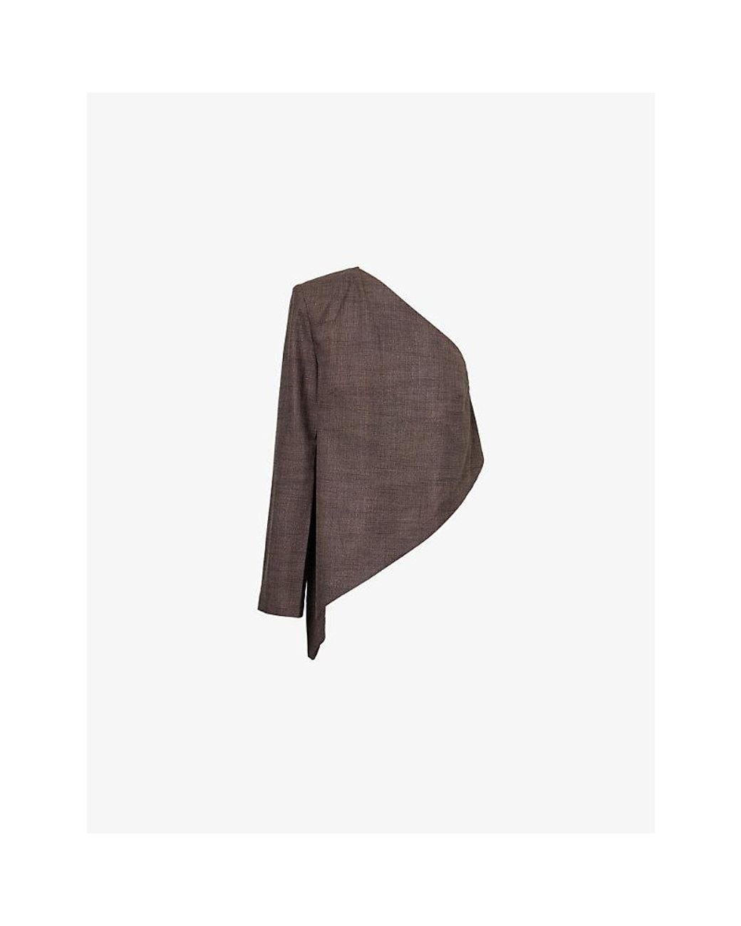 Camilla & Marc Brown Verna Asymmetric Wool-Blend Top