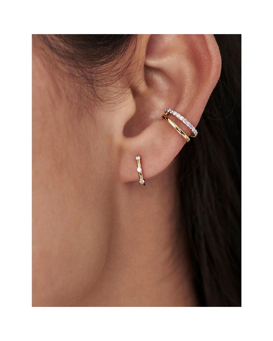 Missoma Metallic Studded 9Ct And 0.09Ct Diamond Huggies Earrings