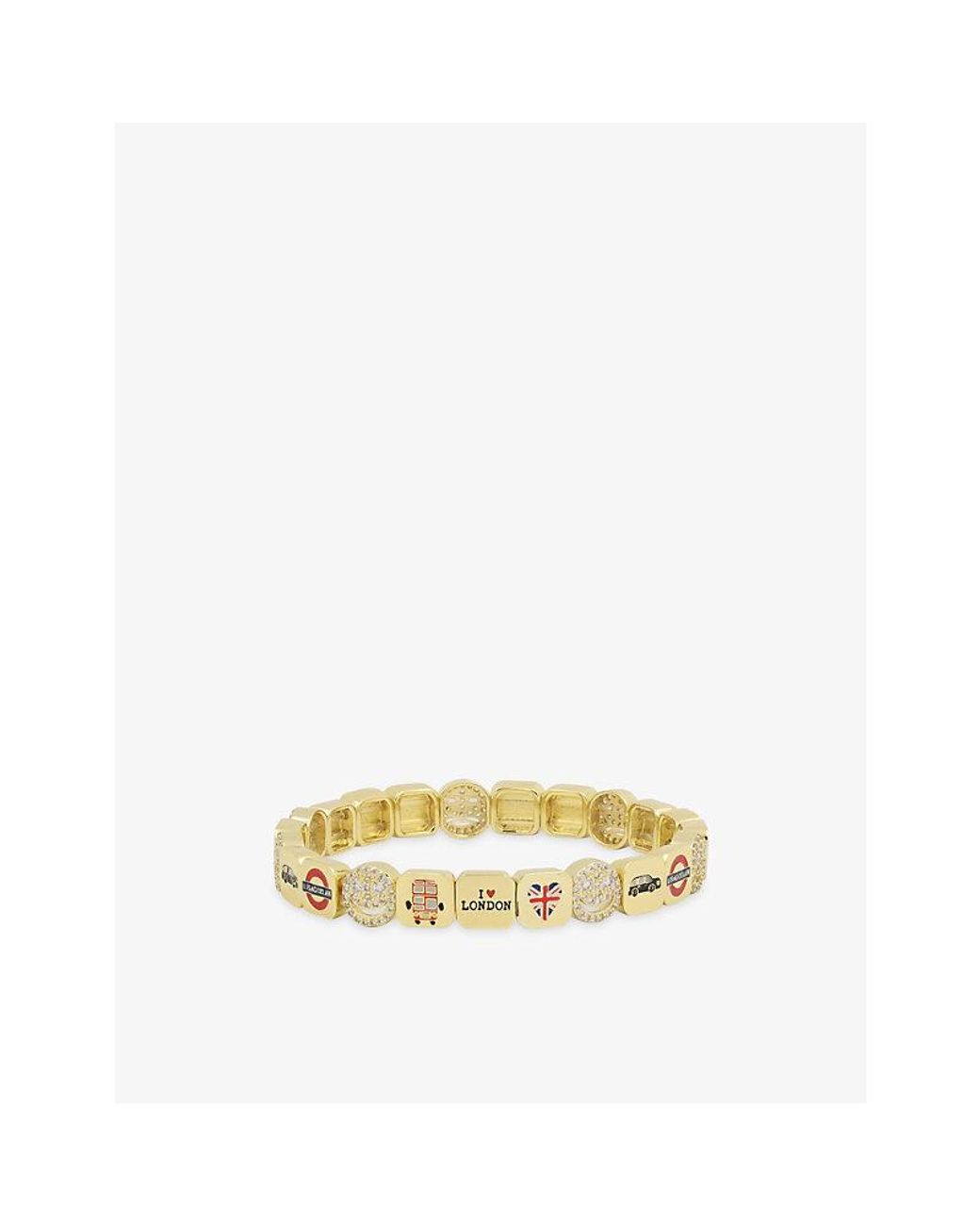 Lisa Gozlan Metallic London City 18Ct-Plated Brass And Cubic Zirconia Bracelet