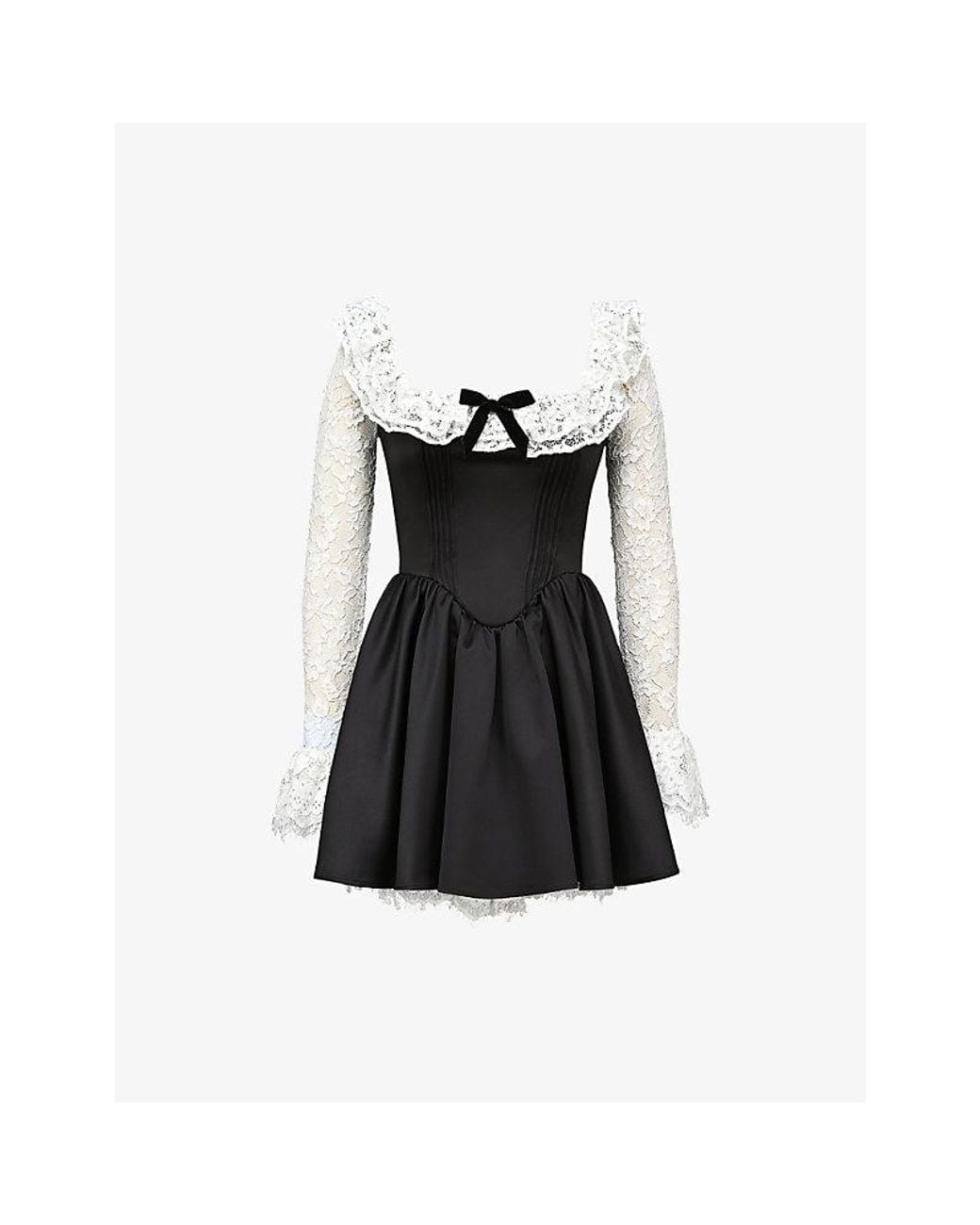 House Of Cb Black Cleora Long-Sleeve Cotton-Blend Mini Dress