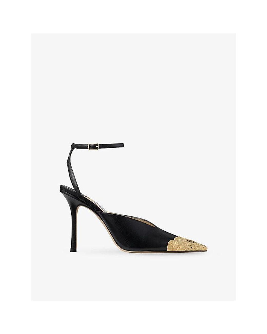Jimmy Choo Black Faiz 100 Leather Heeled Courts