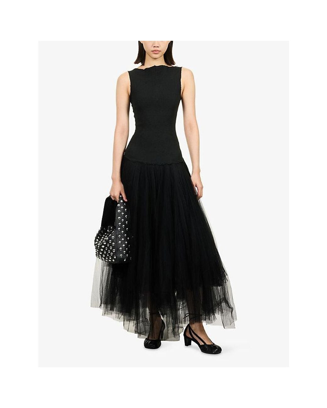 Marc Le Bihan Black Textured Silk-Blend Maxi Dress