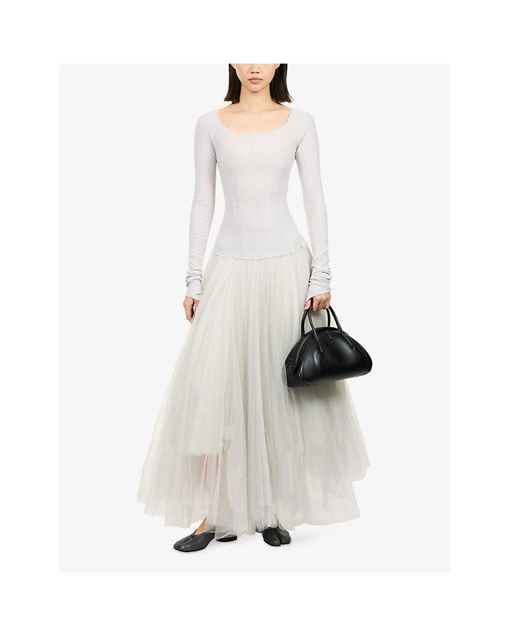 Marc Le Bihan White Textured Silk-Blend Maxi Dress