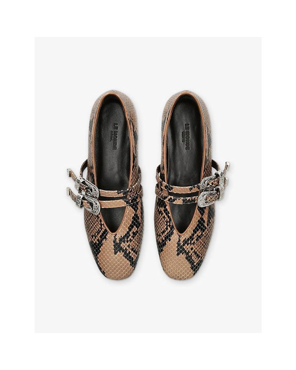 Le Monde Beryl Multicolor Claudia Double-Strap Leather Ballet Flats