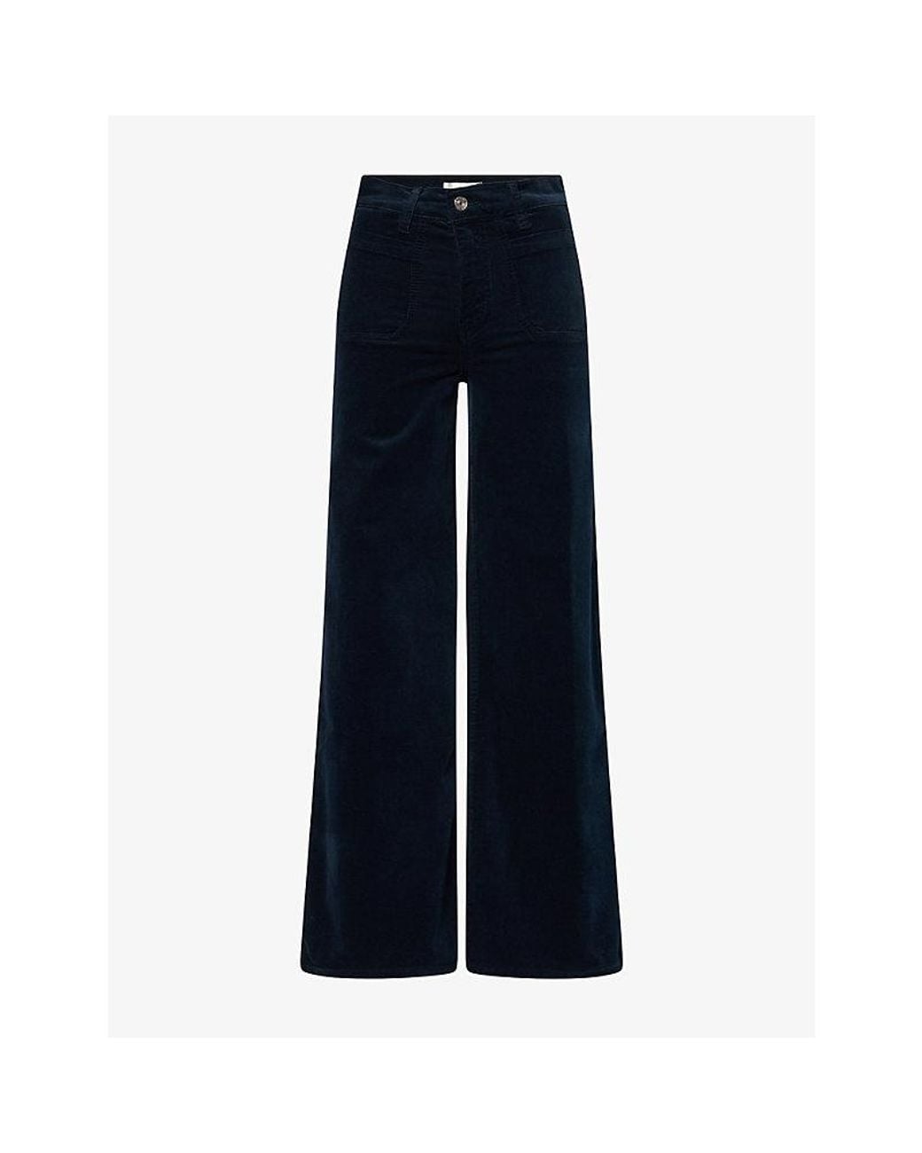 FRAME Blue Palazzo Wide-Leg Cotton-Blend Corduroy Trousers