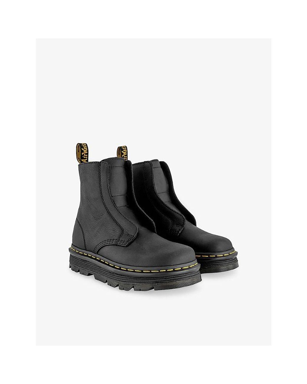 Dr. Martens Black Zebzag Laceless Leather Ankle Boots