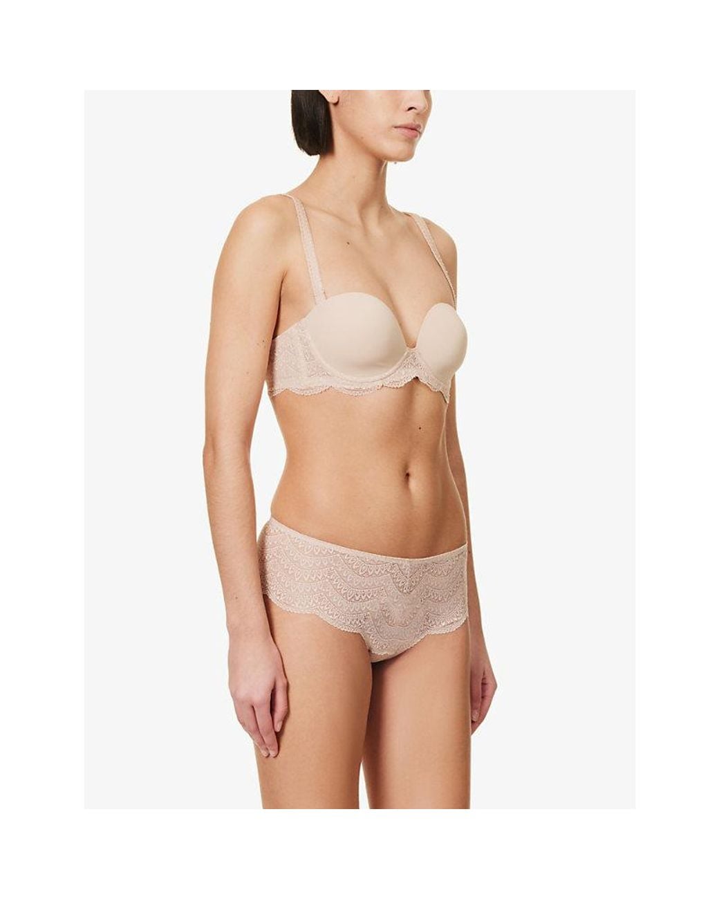 Simone Perele Natural Karma Scallop-Trim Mid-Rise Stretch-Lace Briefs
