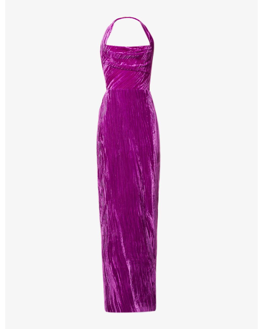 Rasario Structured Cowl-neck Velvet Midi Dress in Purple | Lyst UK