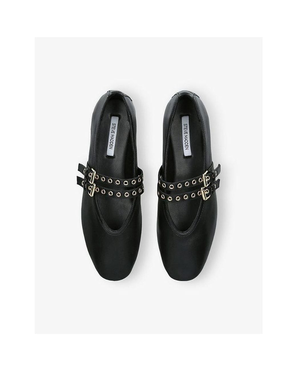 Steve Madden Black Lydia Leather Ballet Flats