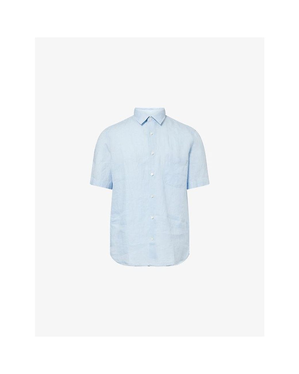 Sunspel Blue Short-Sleeve Linen Shirt for men