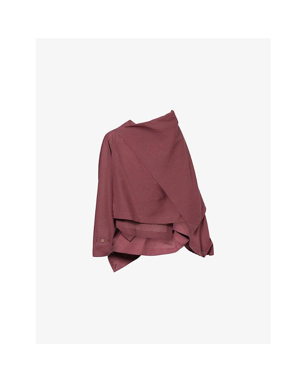 Issey Miyake Red All Squares Draped Woven Top