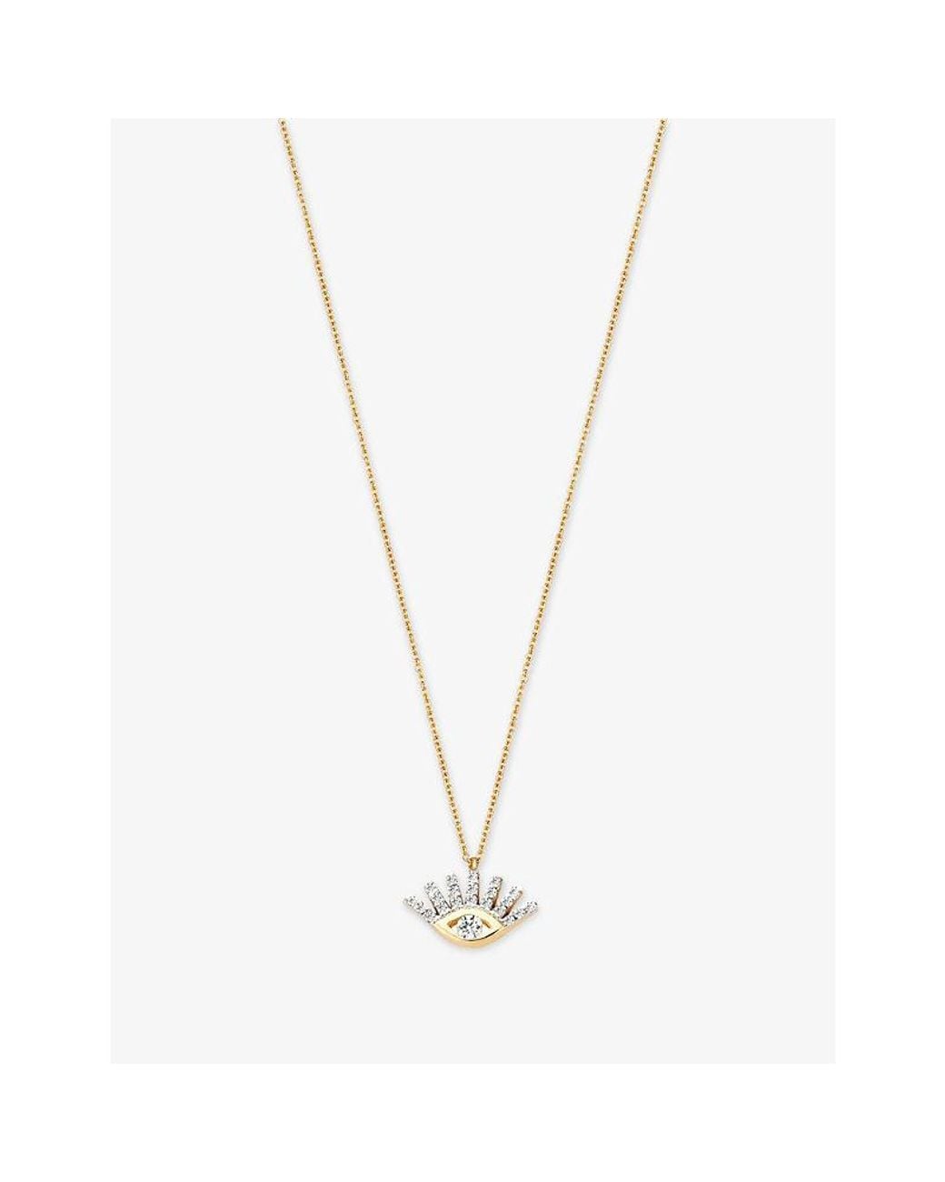 Kismet by Milka White Evil Eye Mini Metal And 0.10Ct Diamond Pendant Necklace