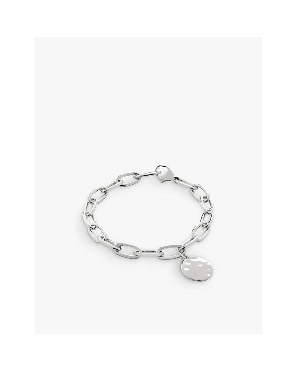 Monica Vinader Metallic Id Oval Charm Sterling- Bracelet