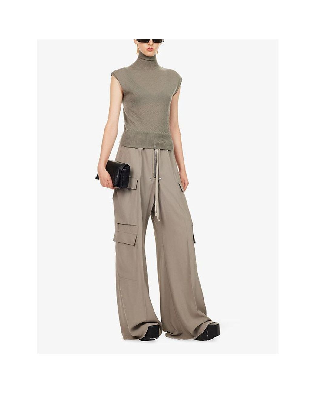 Rick Owens Gray Sleeveless Turtle-Neck Cashmere Jumper
