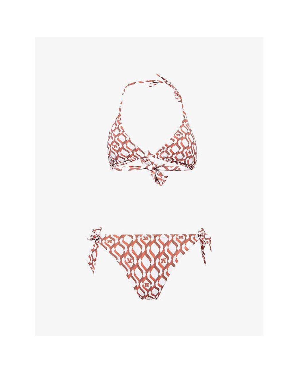 Max Mara White Boabab Printed Bikini Top