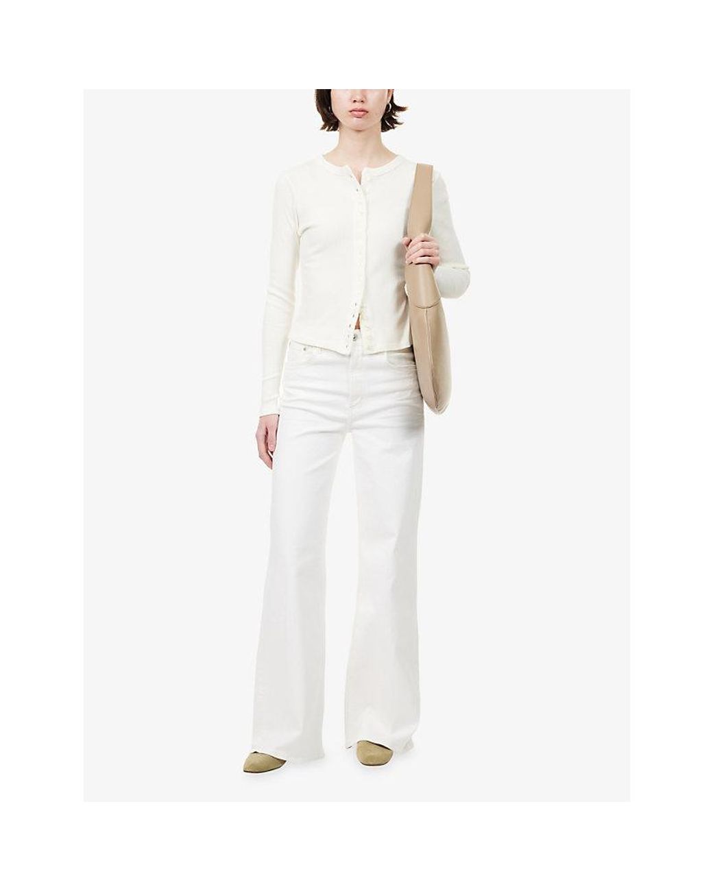 Citizens of Humanity White Lyra Long Wide-Leg Denim Jeans