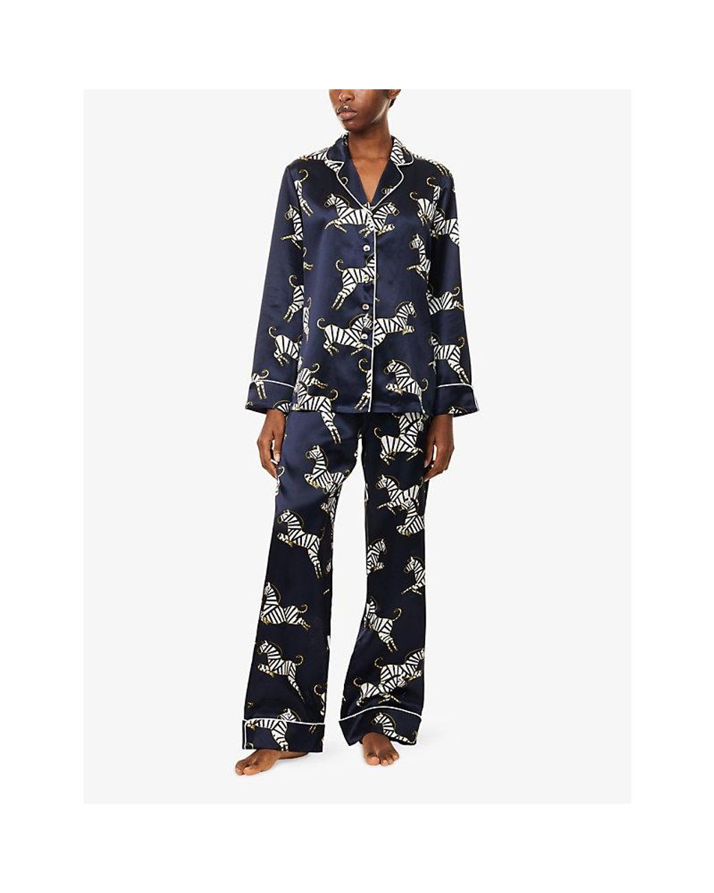 Olivia Von Halle Blue Lila Zizi Silk-Satin Pyjama Set