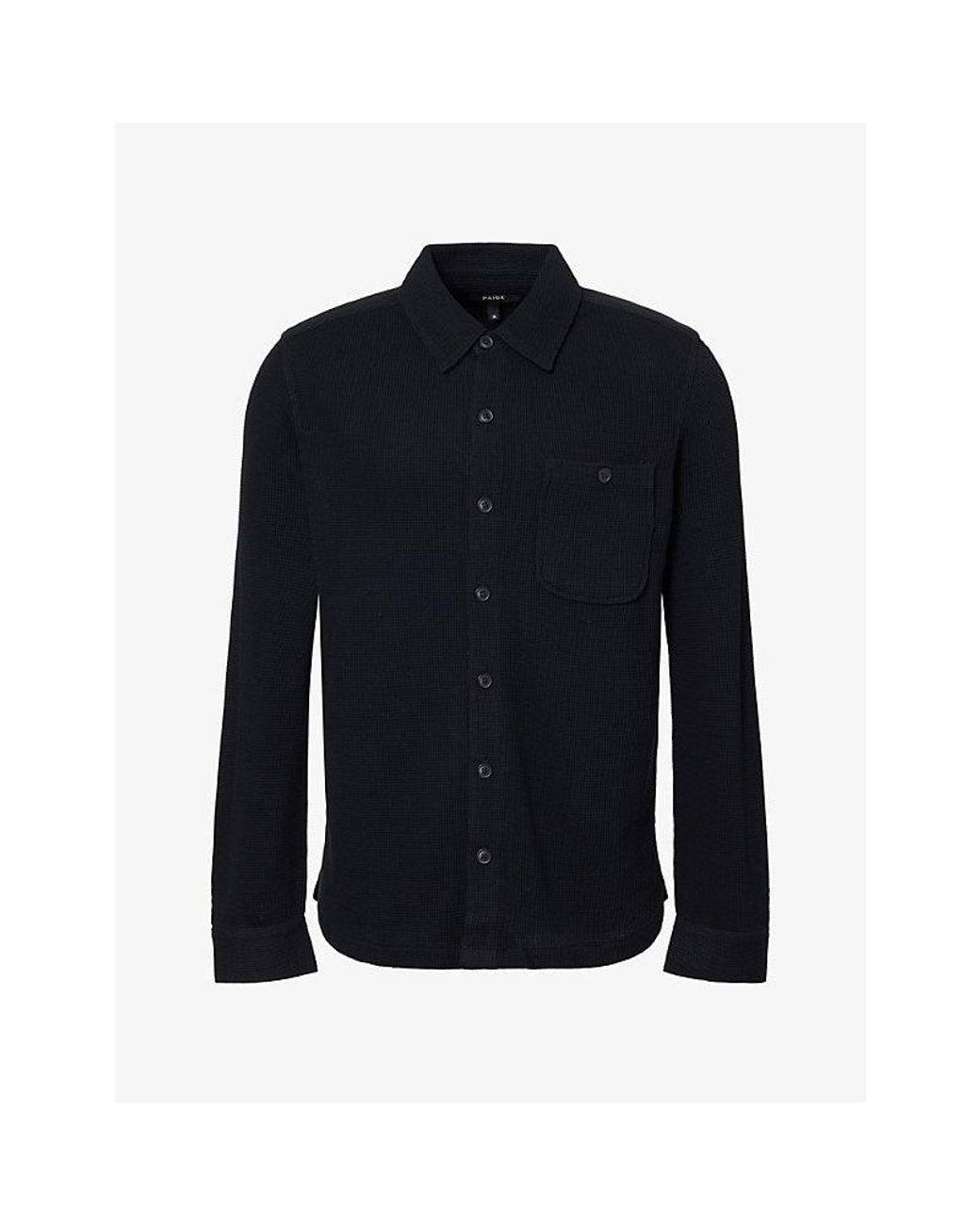 PAIGE Blue Hollander Waffle-Knit Cotton Shirt for men