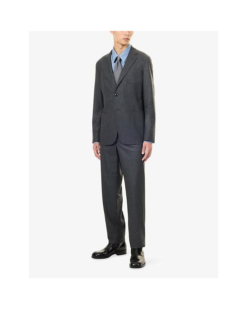 Giorgio Armani Gray Unlined Single-Breasted Cashmere Blzzer for men