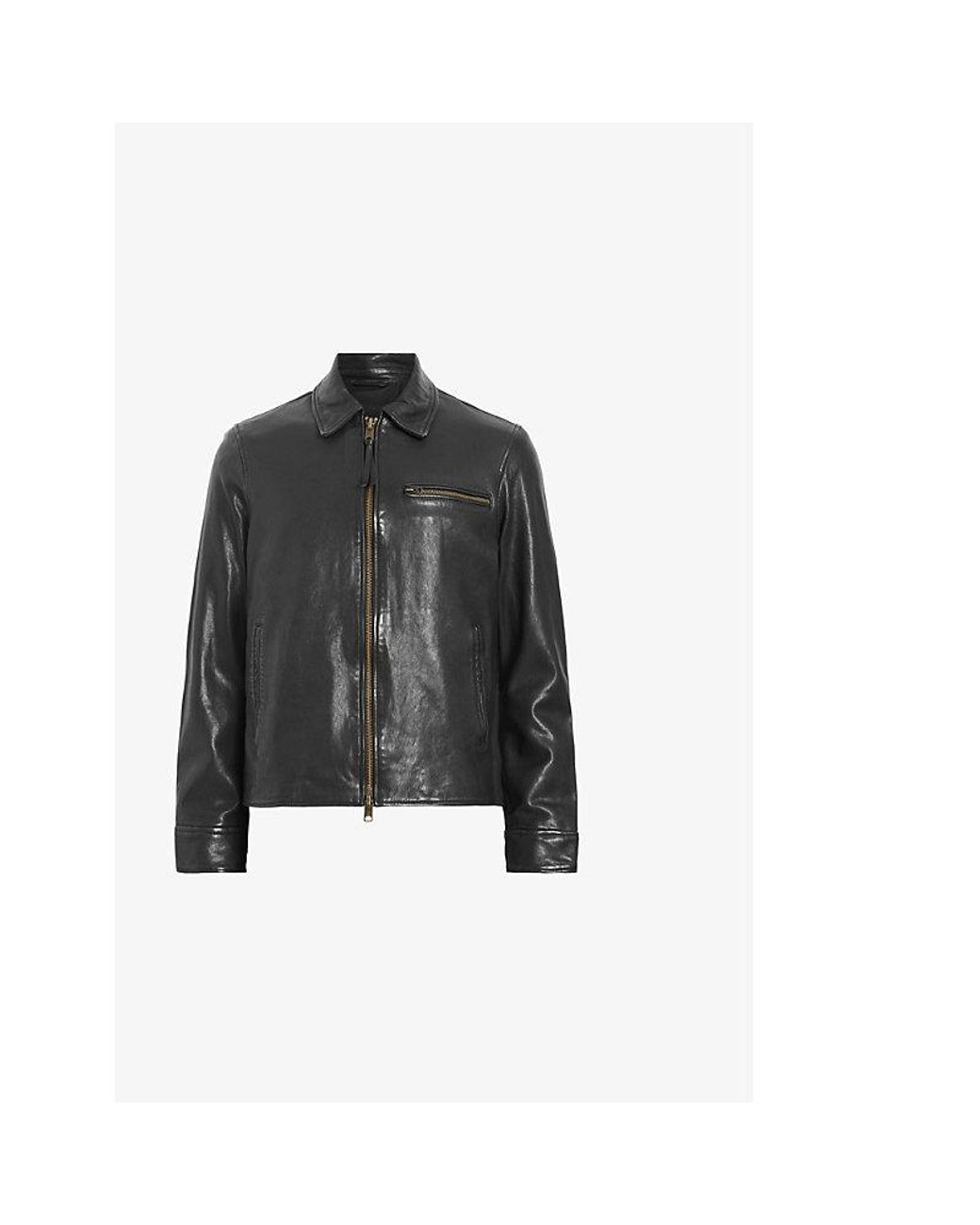 AllSaints Black Miller Regular-Fit Leather Jacket for men