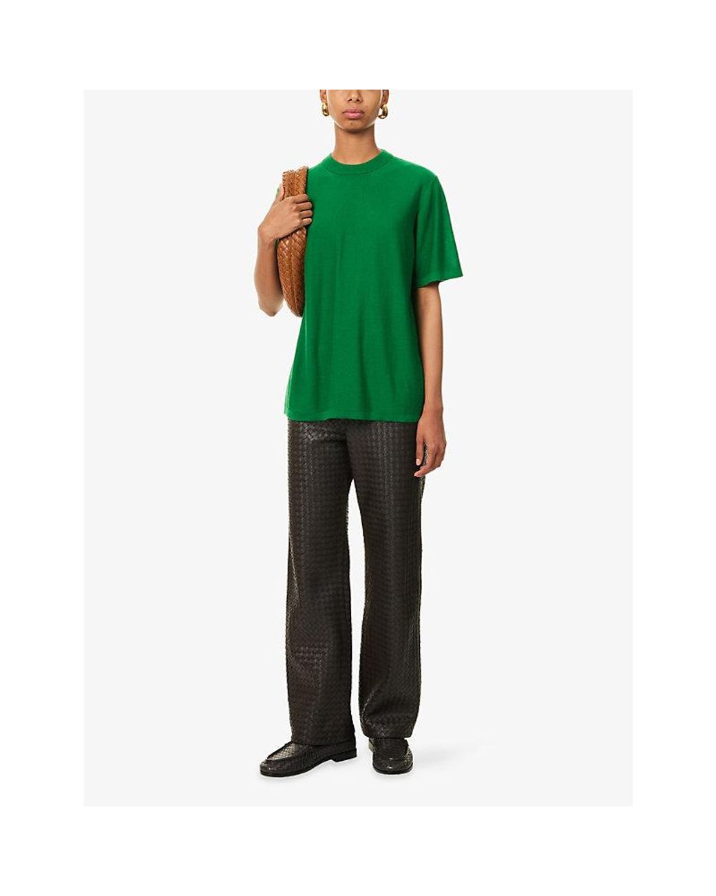 Bottega Veneta Green Rleaxed-Fit Round-Neck Cashmere-Knit T-Shirt