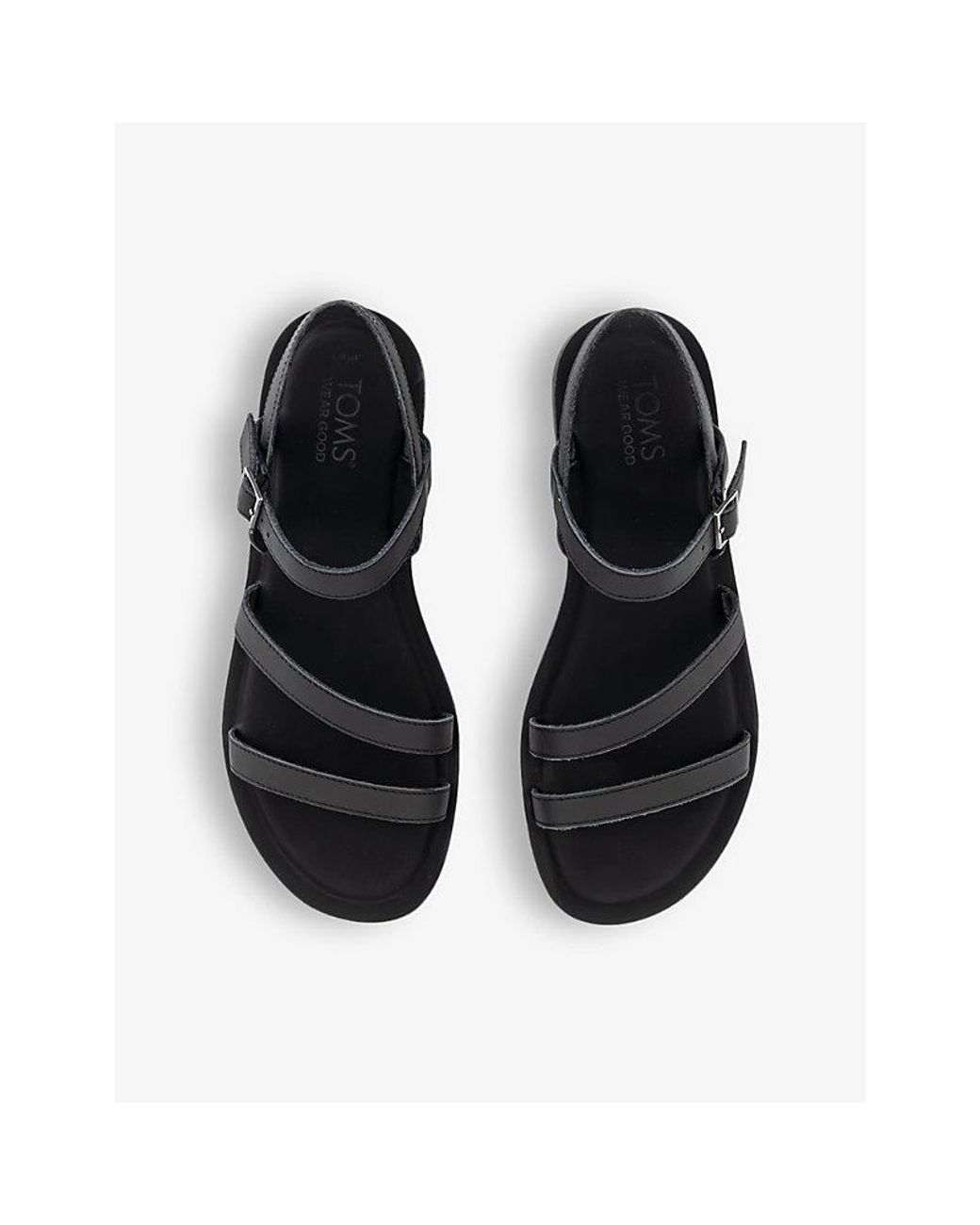TOMS Black Kira Ankle-Strap Leather Sandals