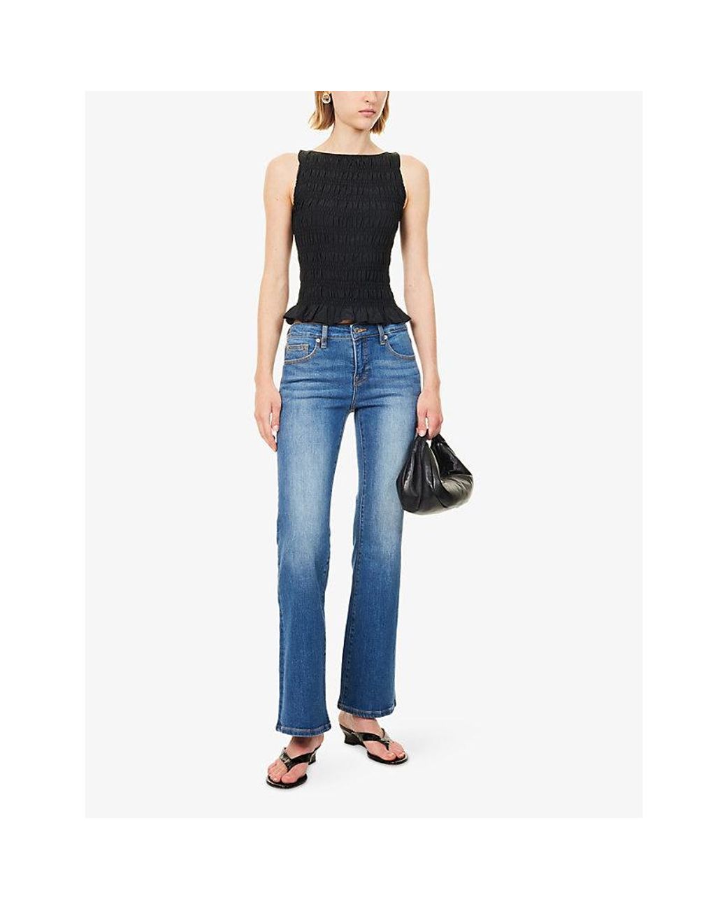 GOOD AMERICAN Blue Low-Rise Bootcut Denim Jeans