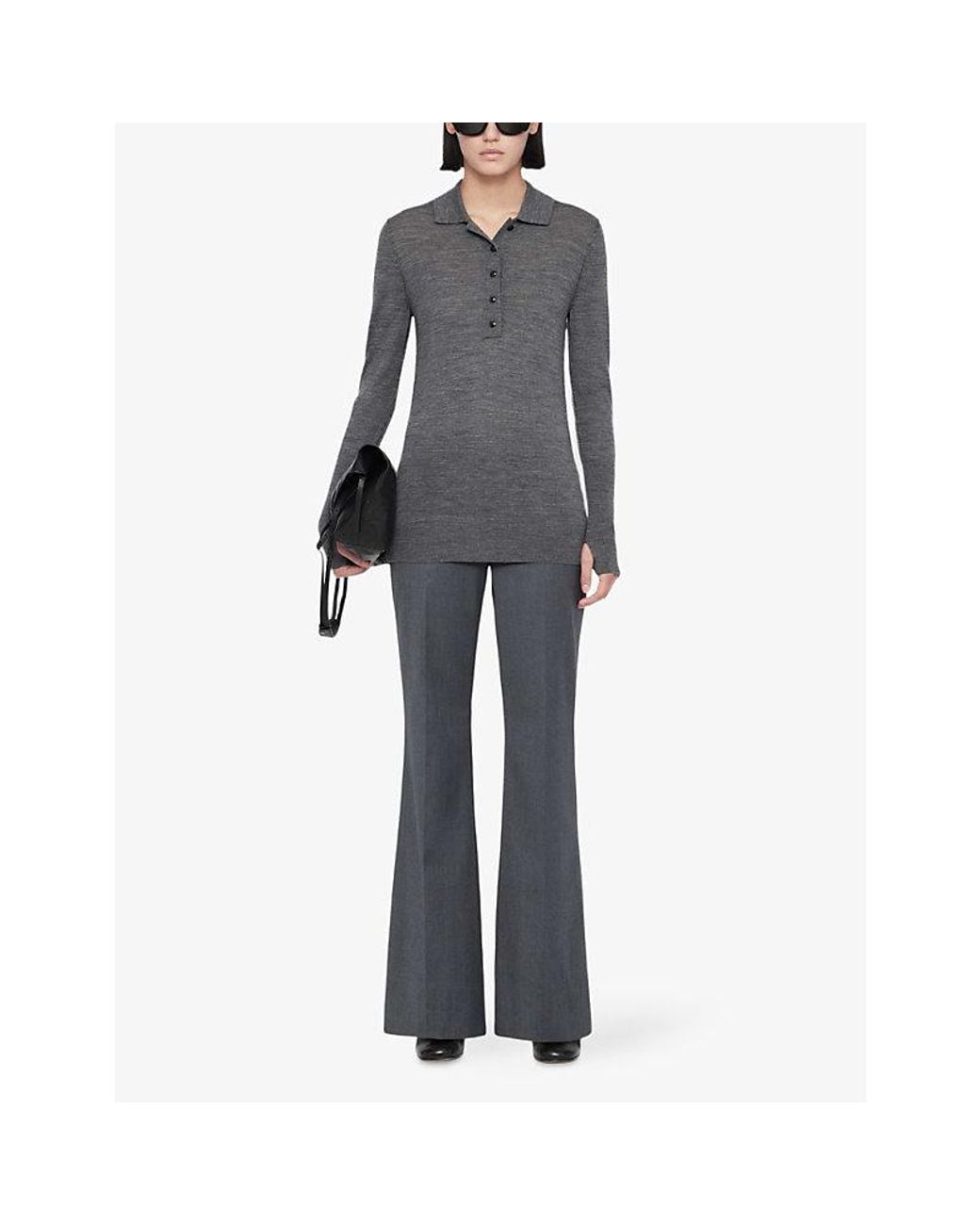 AllSaints Gray Solace Low-Rise Stretch Wool-Blend Trousers