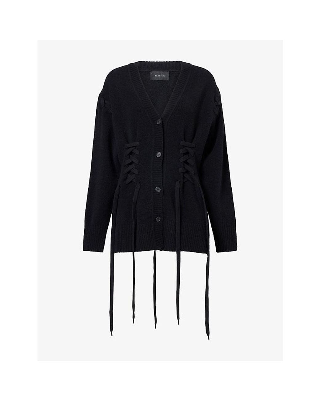 Simone Rocha Black Sculpted Corset Merino Wool-Blend Cardigan