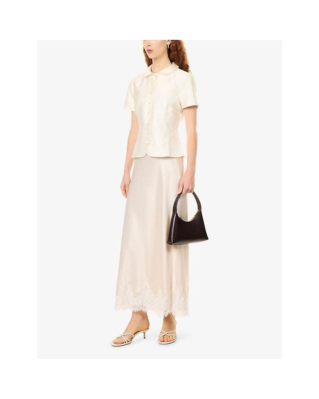 Reformation White Haleykate Short-Sleeve Woven Top