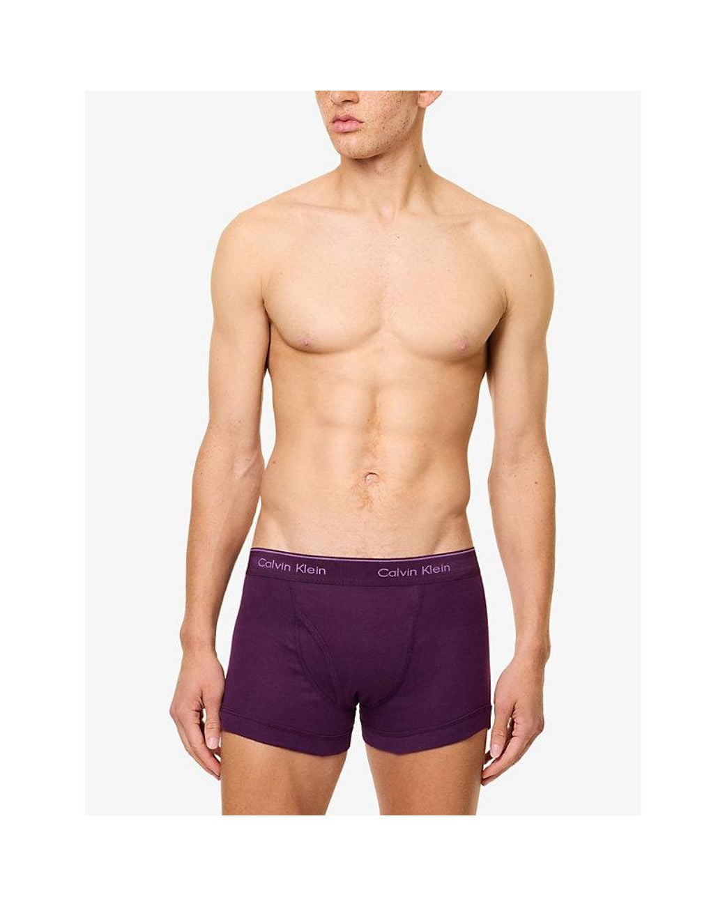 Calvin Klein Purple Classics Pack Of Three Cotton Trunks for men