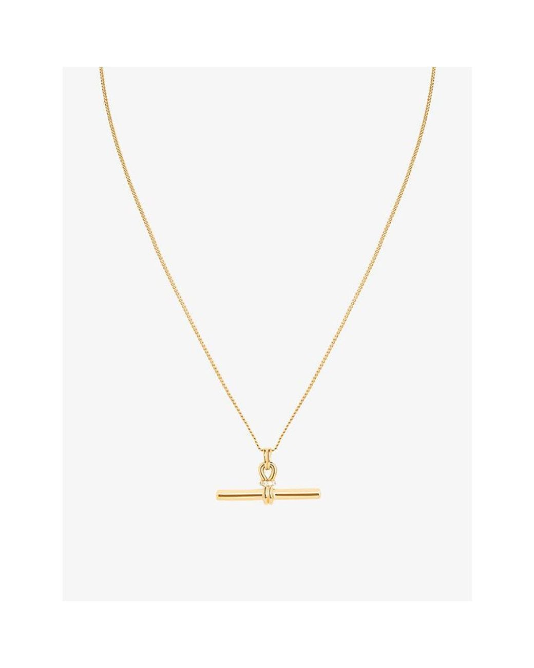 Astrid & Miyu Metallic Hardware T-Bar-Plated 925 Sterling Pendant Necklace