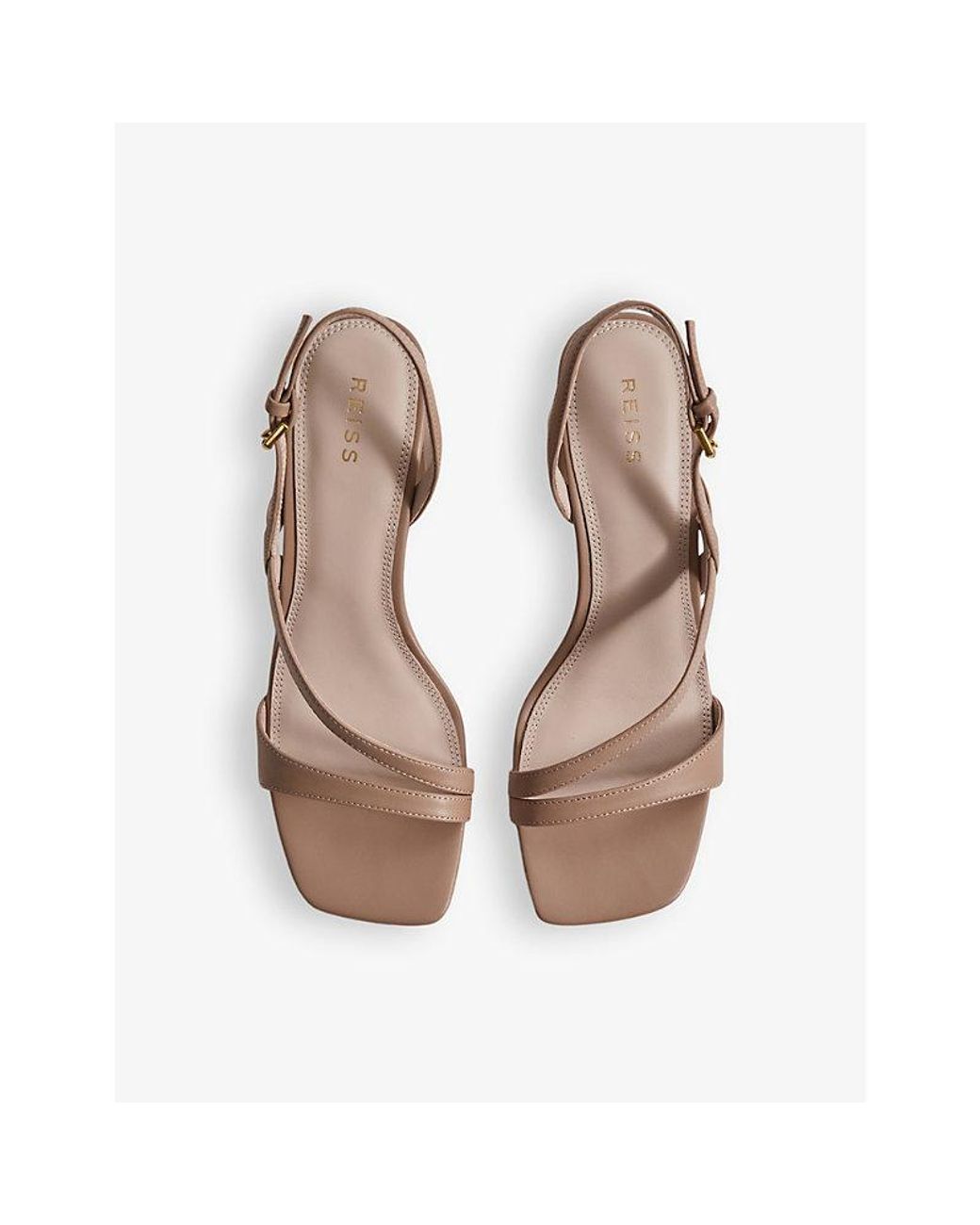 Reiss Natural Alice Block-Heel Leather Sandals