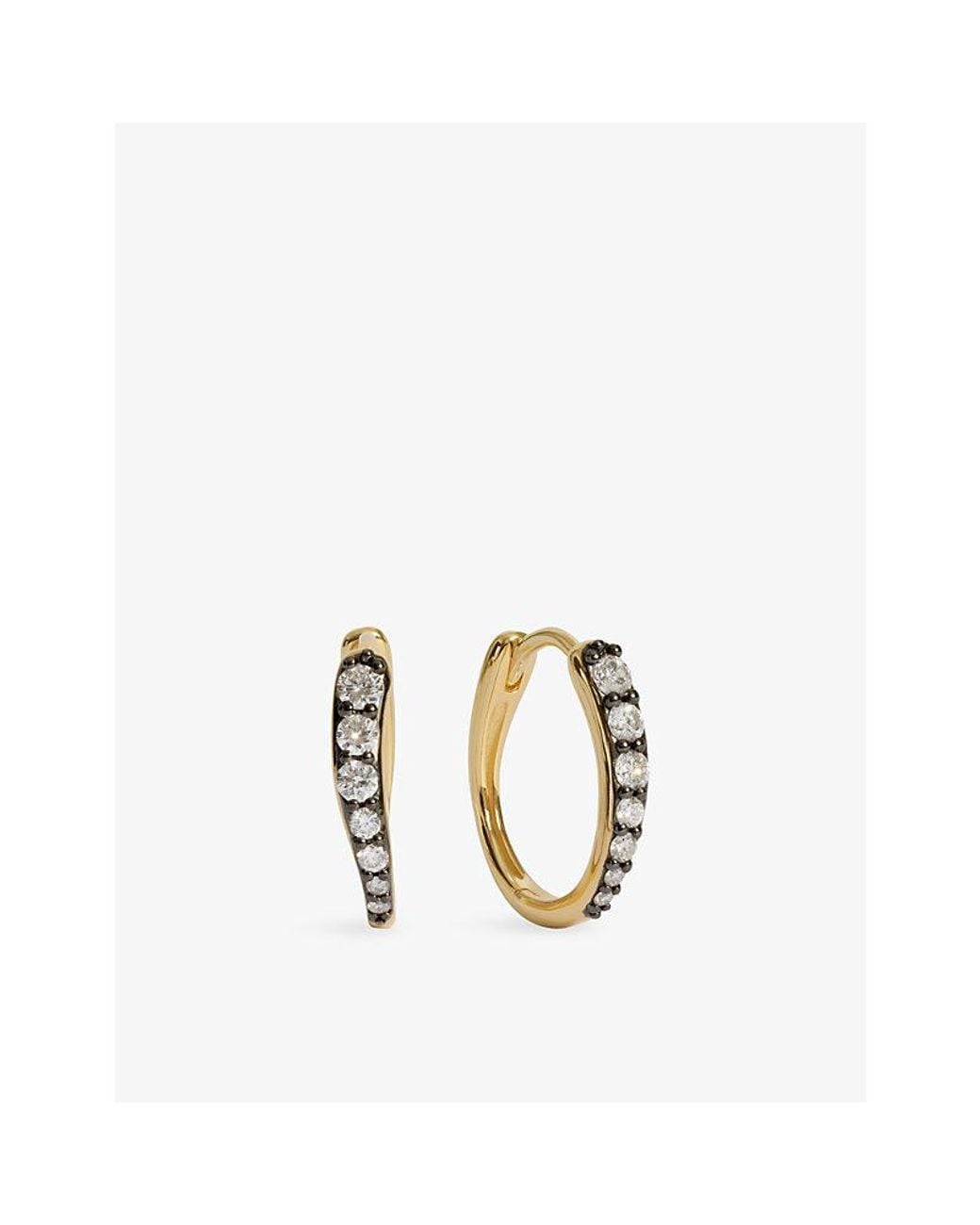 Monica Vinader Metallic Riva Pavé Diamond Blackened Small 18Ct Vermeil And 0.29Ct Lab Grown Diamond Hoop Earrings