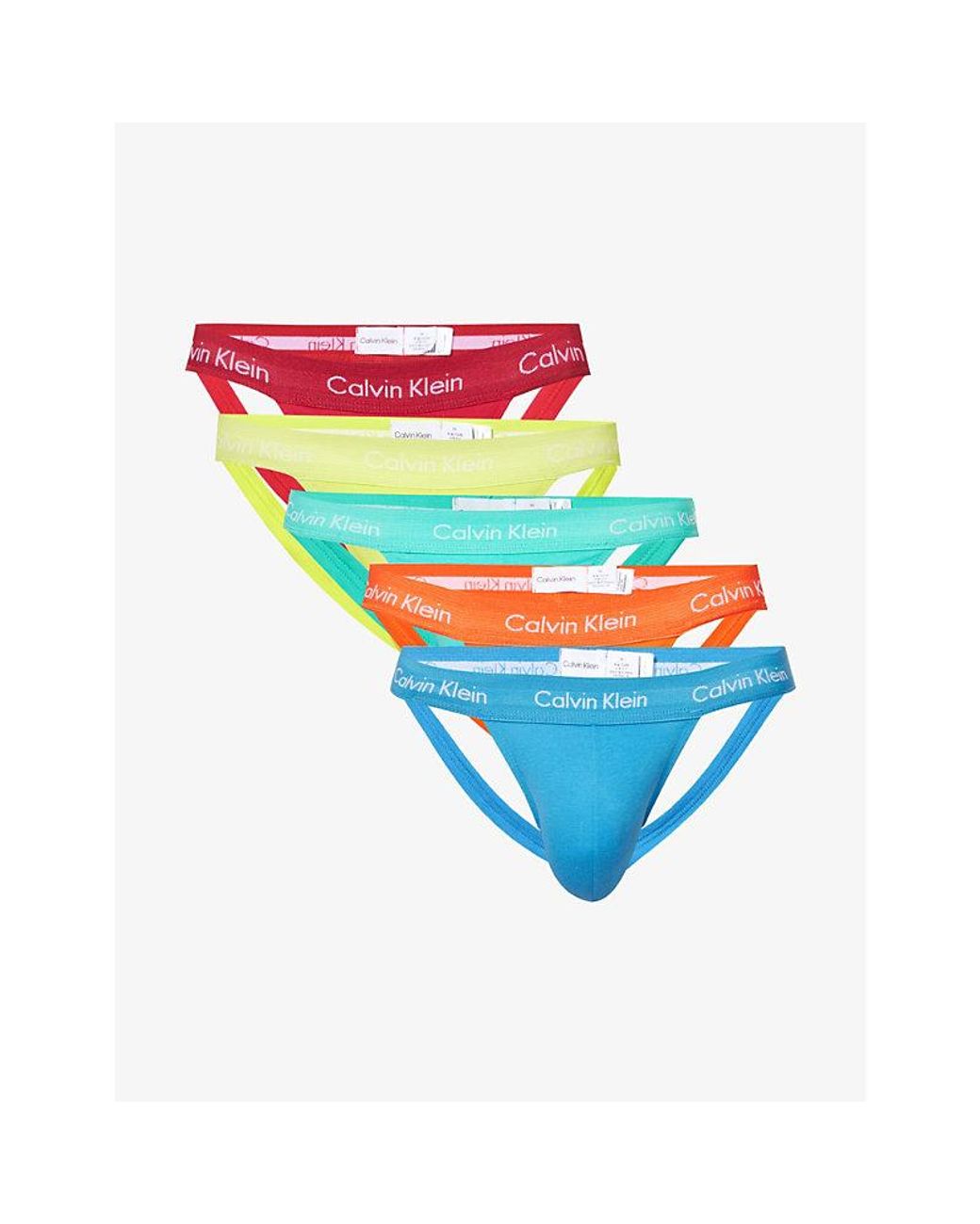 Calvin Klein Pride Low-rise Branded-waistband Pack Of Five Stretch-cotton  Jock Straps in Blue for Men | Lyst