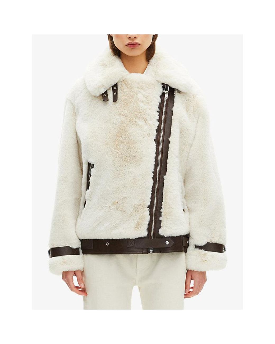 The Kooples Natural High-Collar Faux-Fur Jacket