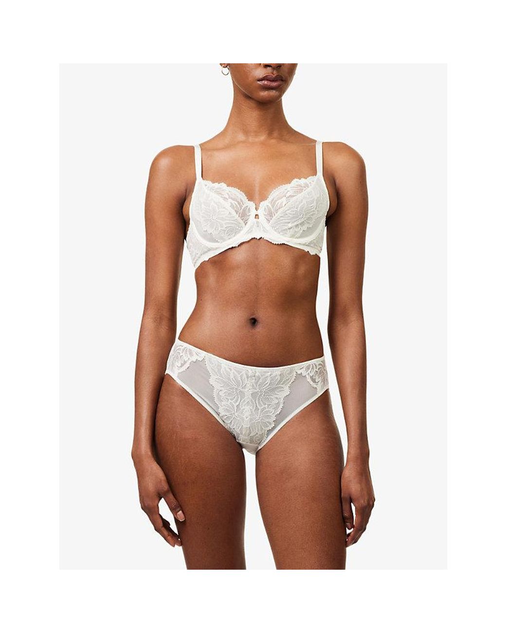 Wacoal White Abellia Stretch-Lace Briefs