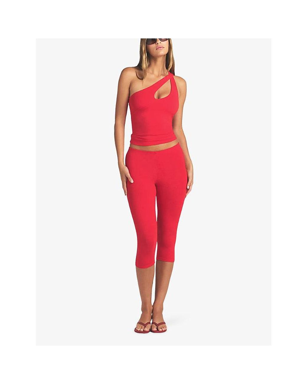 Skims Red Smooth Layers Cropped Stretch-Modal Trousers