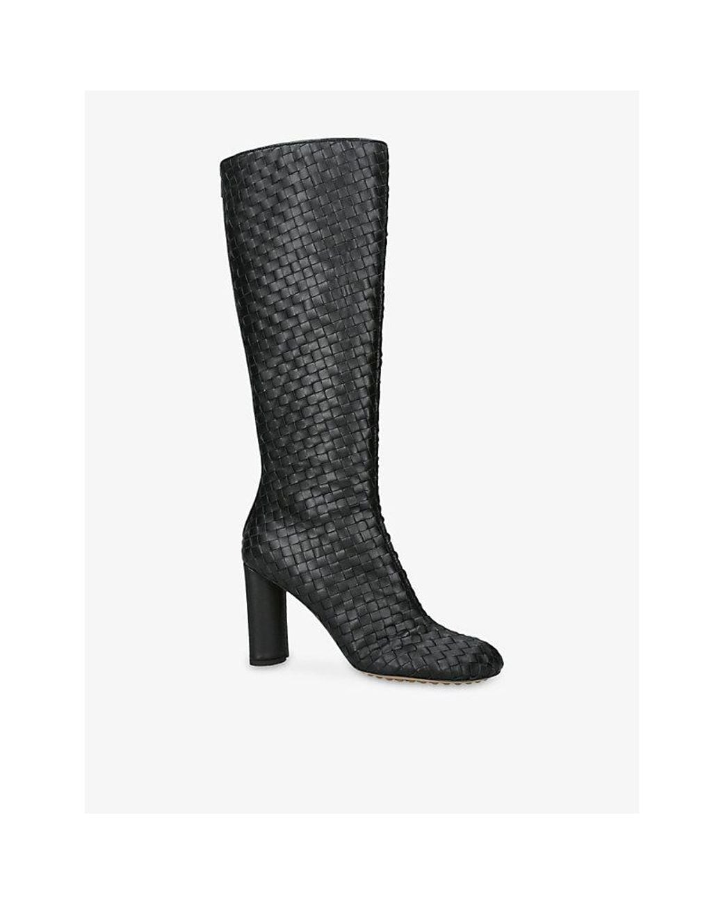 Bottega Veneta Black Cherry 90 Leather Heeled Knee-High Boots