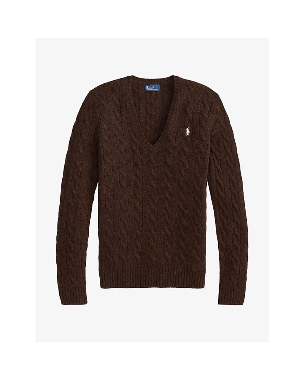 Polo Ralph Lauren Brown Julianna Cable-Knitted Wool-Cashmere Blend Jumper