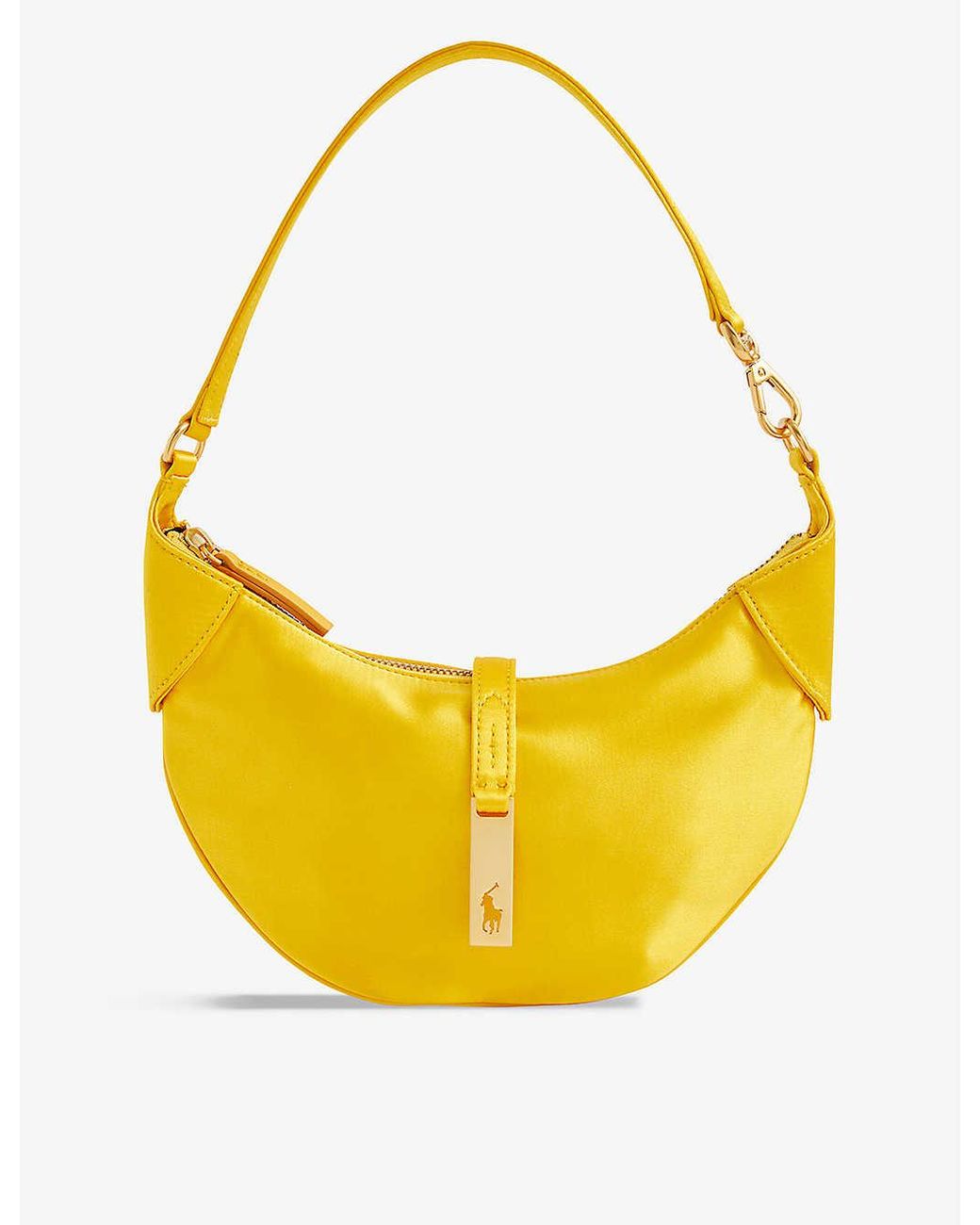 Polo Ralph Lauren Id Logo-embossed Satin Shoulder Bag in Yellow | Lyst