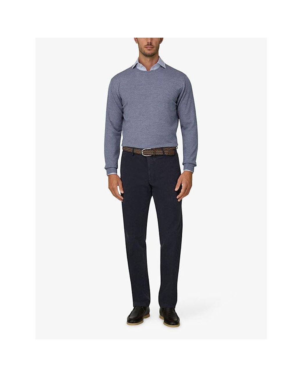 Boggi Blue Straight Regular-Fit Stretch-Cotton Trousers for men