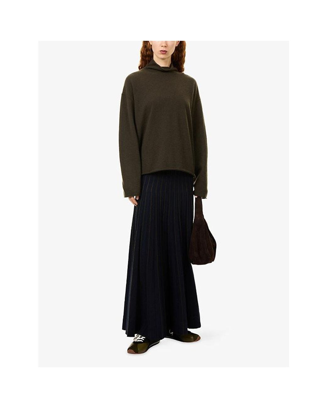 ME+EM Green High-Neck Relaxed Cashmere Jumper