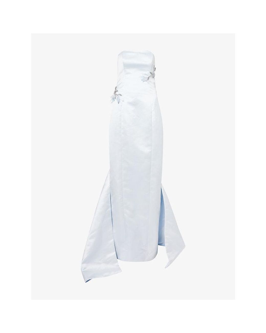 Sabina Bilenko White Genevieve Bead-Embellished Satin Gown