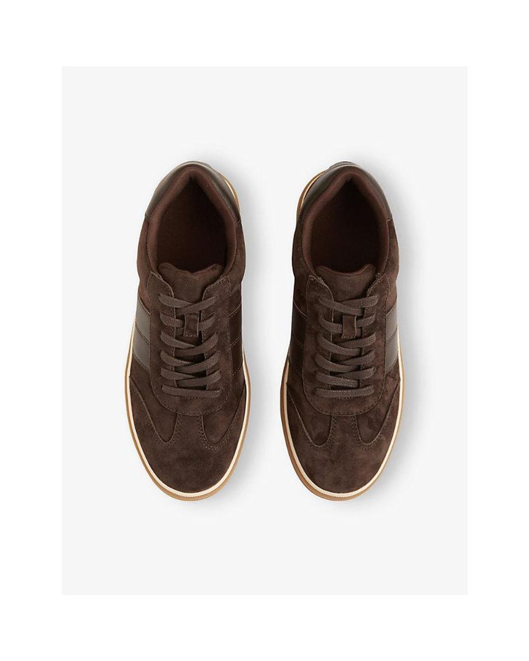 Reiss Brown Lizzie Suede Low-Top Trainers