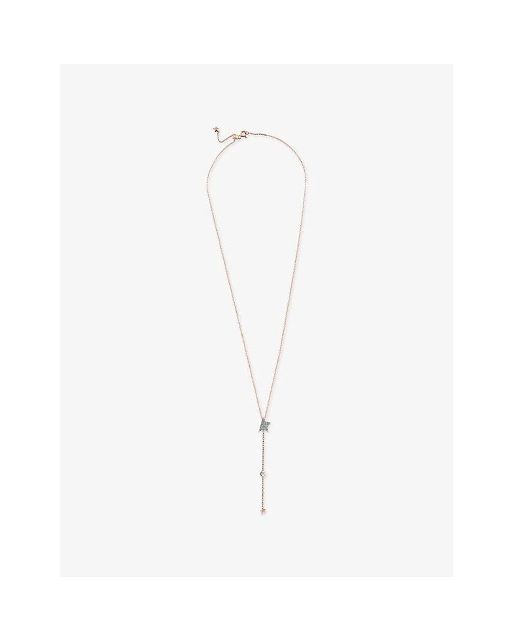 Kismet by Milka White Cosmic Comet Metal And 0.16Ct Diamond Pendant Necklace