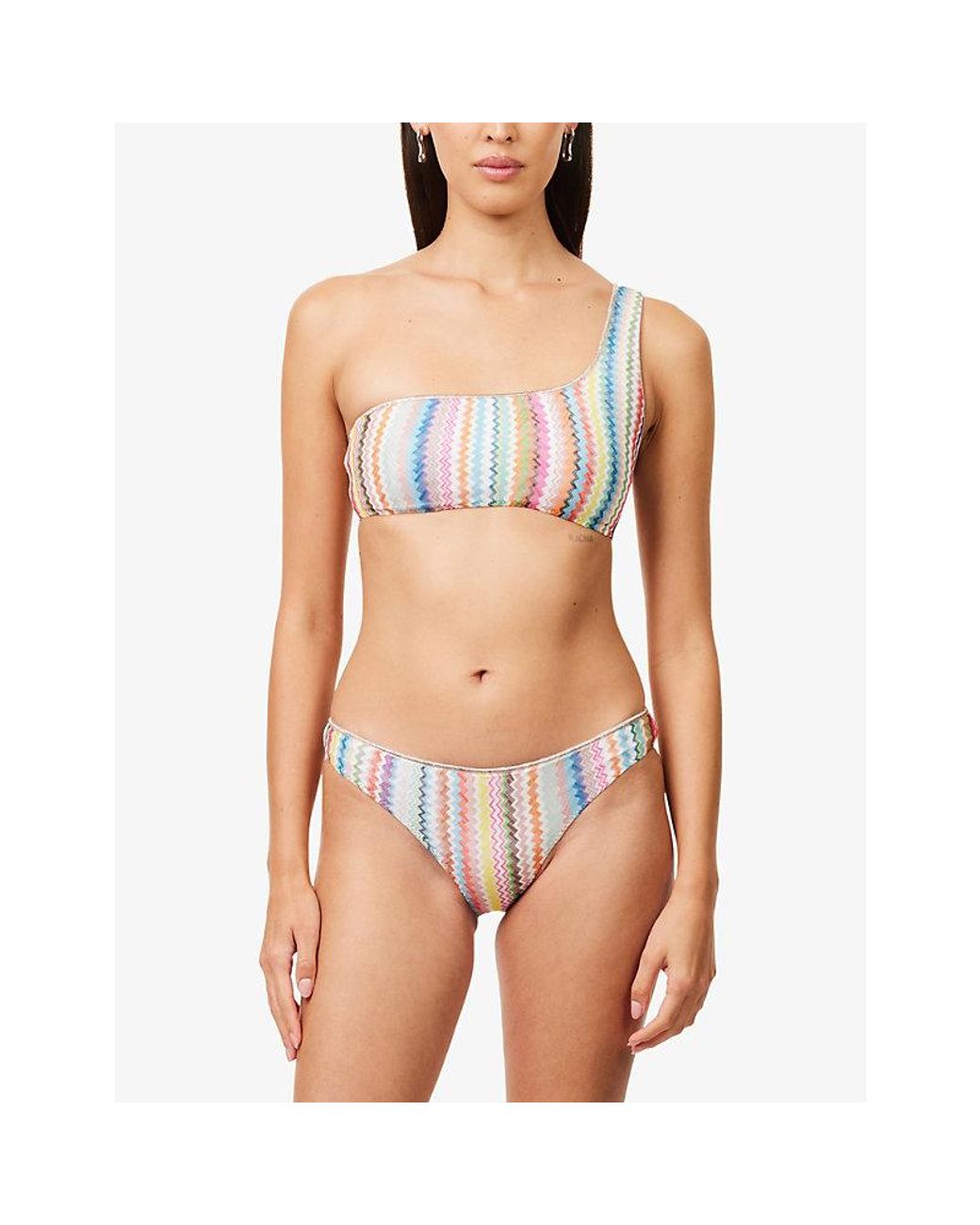 Missoni White Zig-Zag Asymmetric Bikini Set