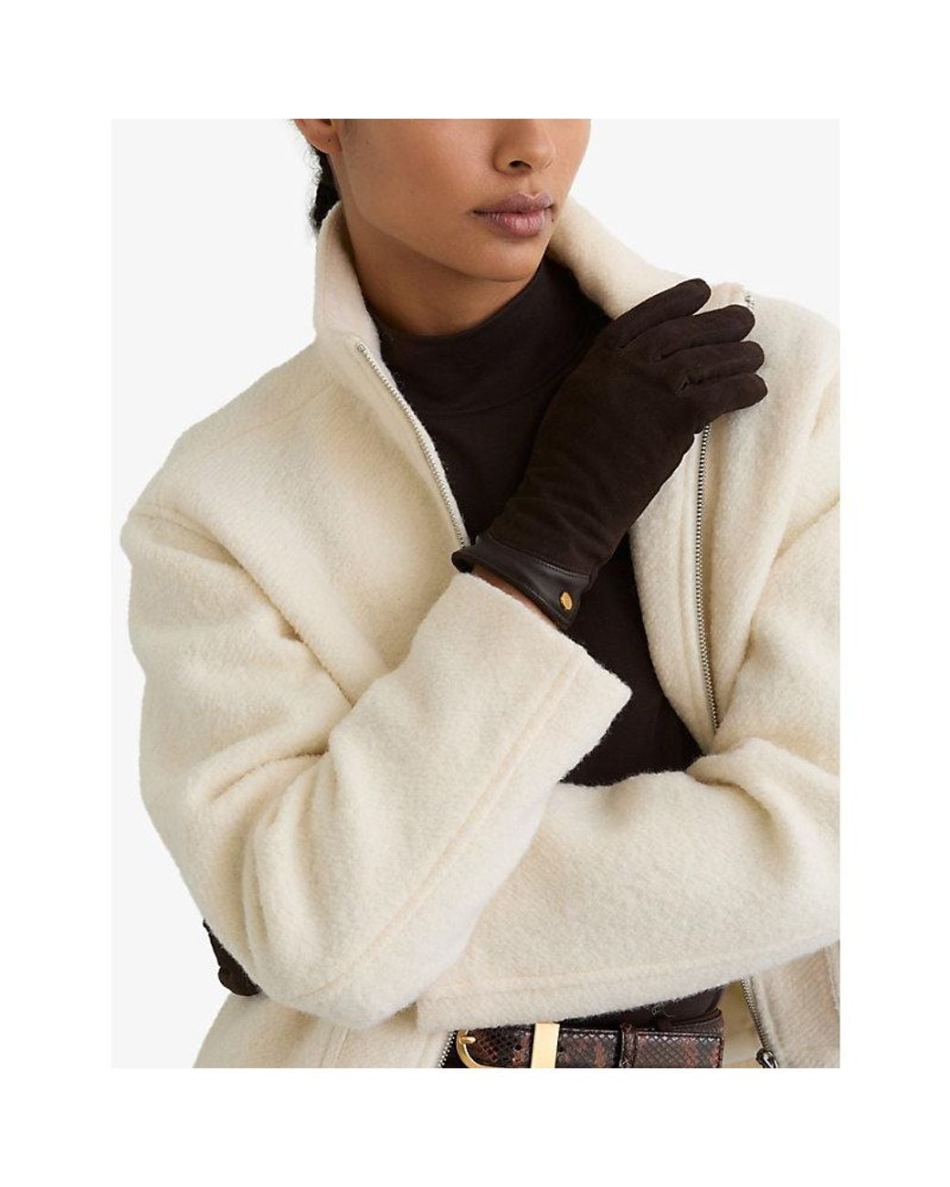 Reiss Black Claudia Suede Gloves